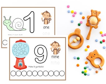 Number 1-10 Play Dough Mats for Toddlers, Preschool, Fine Motor Skills Practice, Learn Numbers and Writing