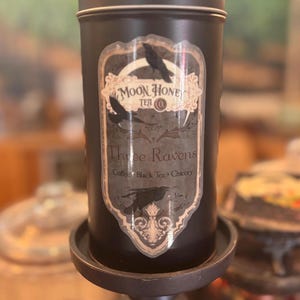 Three Ravens coffee/tea blend in large tin
