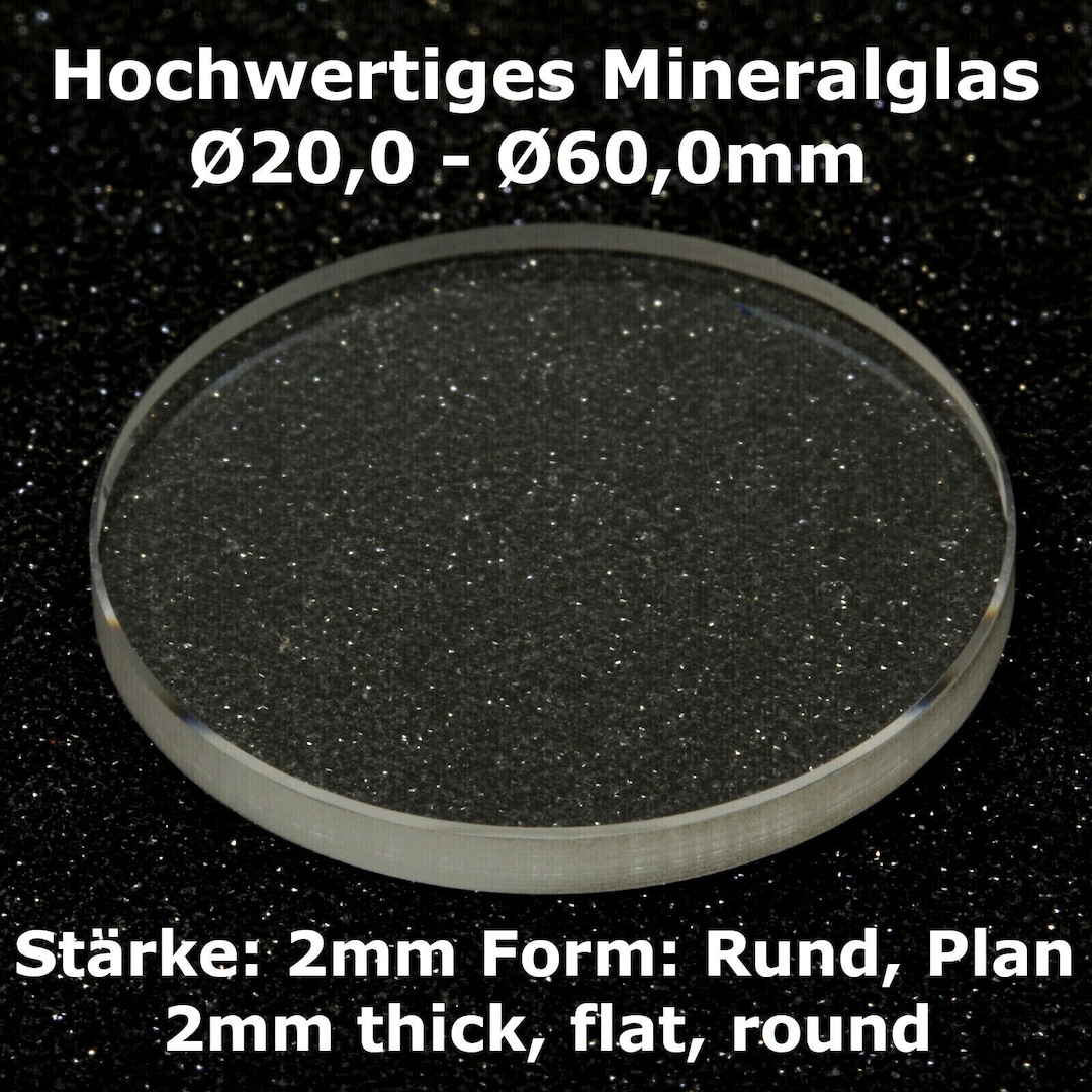 Watch Crystal, Replacement Watch Glass, 2 Mm, Ø20 Ø60, UHRENGLAS