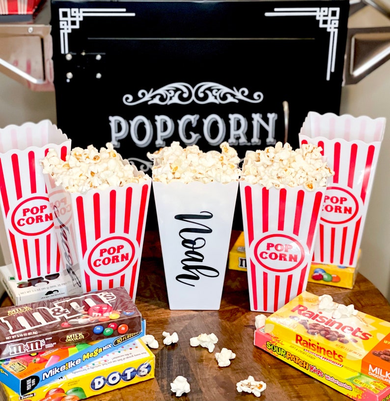 Personalized Popcorn Bucket Individual size Movie night Etsy