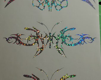 Tribal Butterfly Holographic Vinyl Decal, Car Truck Bumper Sticker