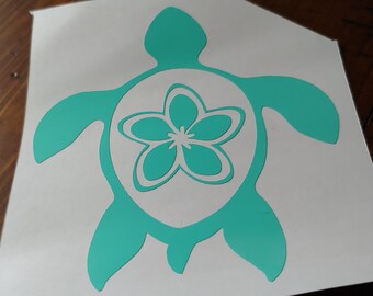 Sea Turtle Vinyl Decal, Floral Turtle, Custom Decals