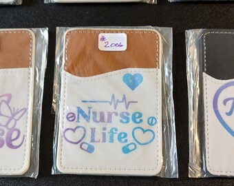 Nurse Phone Wallet Card Holder, Handmade PU Leather