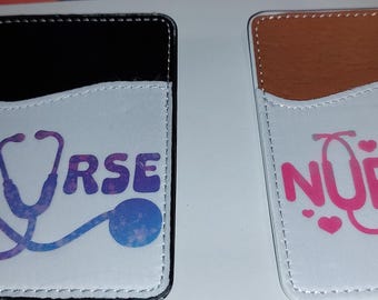 Nurse Phone Wallet Card Holder, Handmade PU Leather