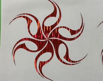 Tribal Flames Holographic Vinyl Decal, Car, Helmet, Bike