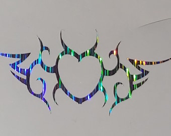Tribal Heart Horned Holographic Vinyl Decal