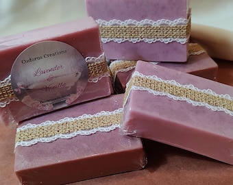 Lavender & Vanilla homemade body soap bars. Handcrafted with Goats milk.