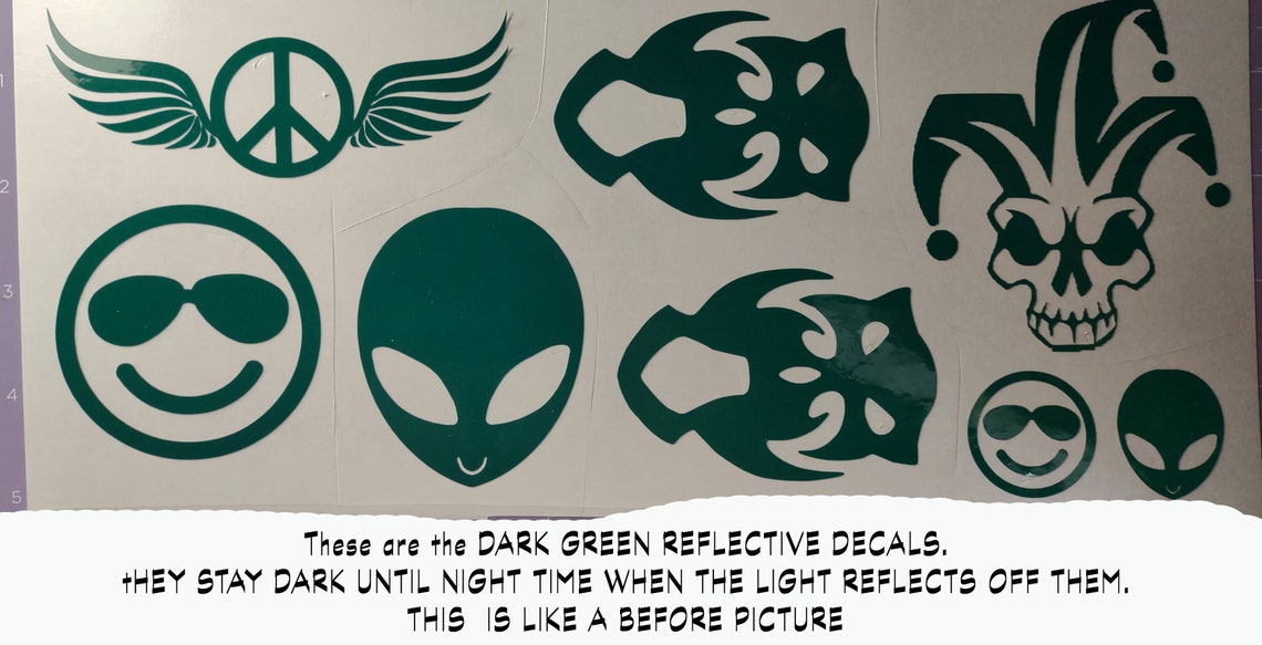 ALIEN HEAD Green Reflective Vinyl Decal. New Custom Reflective Etsy