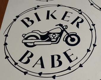 Biker Babe Heart Chain Iron-On Decal