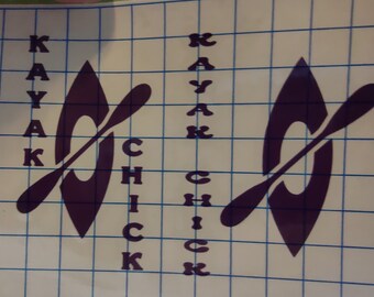 Kayak Chick Vinyl Decal, Car Window Sticker, Teal or Purple