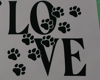 LOVE Paw Prints Vinyl Decal, Pet Lover Gift