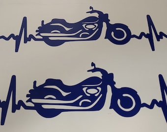 Motorcycle Heartbeat Vinyl Decal, Car Truck Van Decals