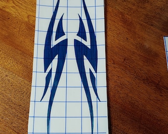 Tribal Alien Spider Holographic Vinyl Decals, Mirrored Pair