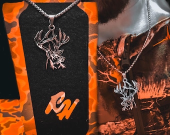 Necklace/ deer rack Stainless Steel Pendant and Necklace/Stainless Steel/ Farming/ Duck Hunting// Hunting// country// fishing// Deer Rack
