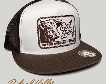 Farming Hat // Heritage Hat // Tobacco // rope hat // flat bill hat // Ridge and Holler // Eat Beef // Flat bill
