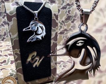 Necklace// Wood Duck/ Stainless Steel Pendant and Necklace// Stainless Steel// Farming// Duck Hunting// Hunting// Turkey Foot