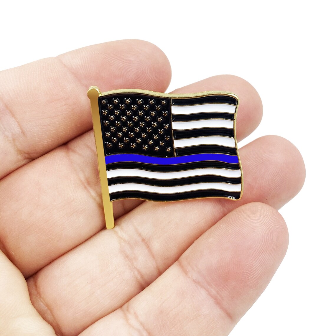 Thin Blue Line Police Department American Waving Flag Lapel Etsy