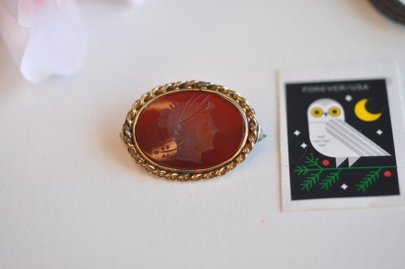 Intaglio Carved  Carnelian Brooch Featuring Demet… - image 2