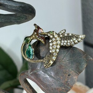 Vintage Marcasite and Enamel Hummingbird Brooch