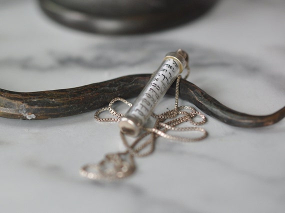 Vintage Jewish Scroll Necklace Sterling Silver - image 2