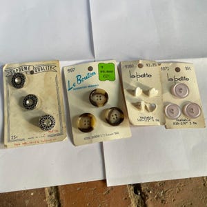 Vintage 60s BUTTONS On CARD Hearts Rhinestones  Lot of Four E
