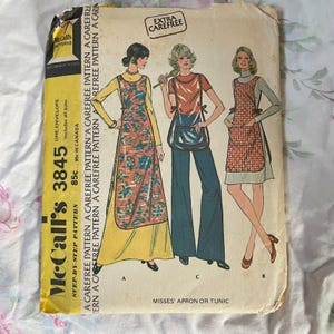 Vintage 70s MCCALL'S 3845 Apron Tunic Tabard PATTERN S-M-L