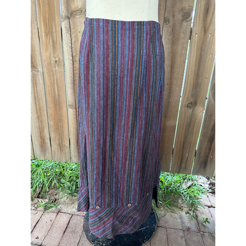 LIZ and JANE Clothes Lagenlook Top Maxi Skirt SET Striped Linen Cotton