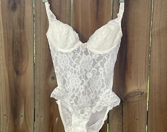Teddy vintage de segunda piel con etiqueta dorada de VICTORIA'S SECRET, parte delantera de encaje, talla 32B, nuevo