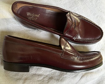 Vintage G H BASS WEEJUNS Penny Loafers Oxblood Made In the UsA 8.5 aa
