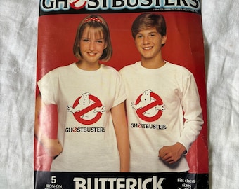 Vintage 80s BUTTERICK 996 GHOSTBUSTERS Camiseta Patrón 5 hierro Ons 26-32"