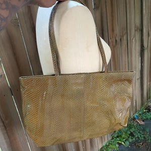 Vintage 70s PATENT LEATHER Snake Embossed Shoulder BAG