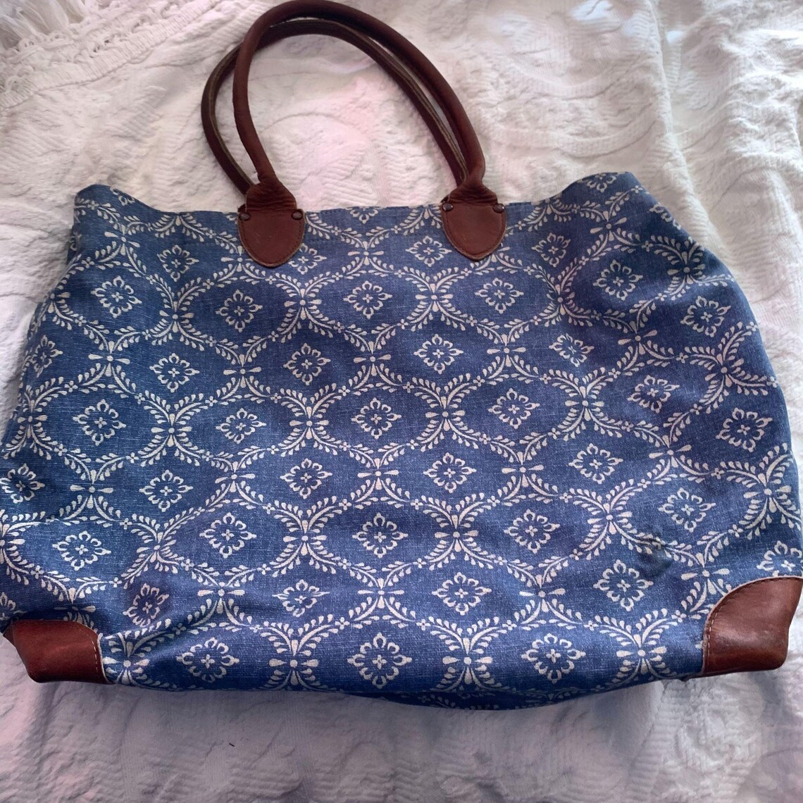 Jahrgang LAURA ASHLEY Canvas Leder Tote Weekender BAG Etsy