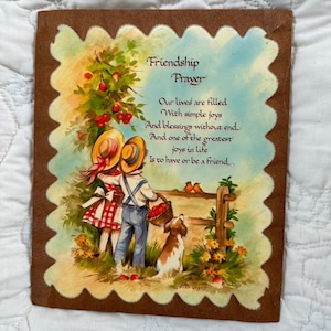 Vintage 60s Alan Grant FRIENDSHIP PRAYER PLAQUE Country