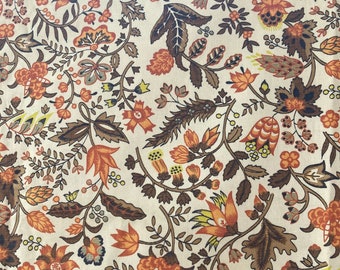 Vintage 60s CONFAB jACOBEAN FLORAL Upholstery Cotton Fabric 47" x 3+ yards