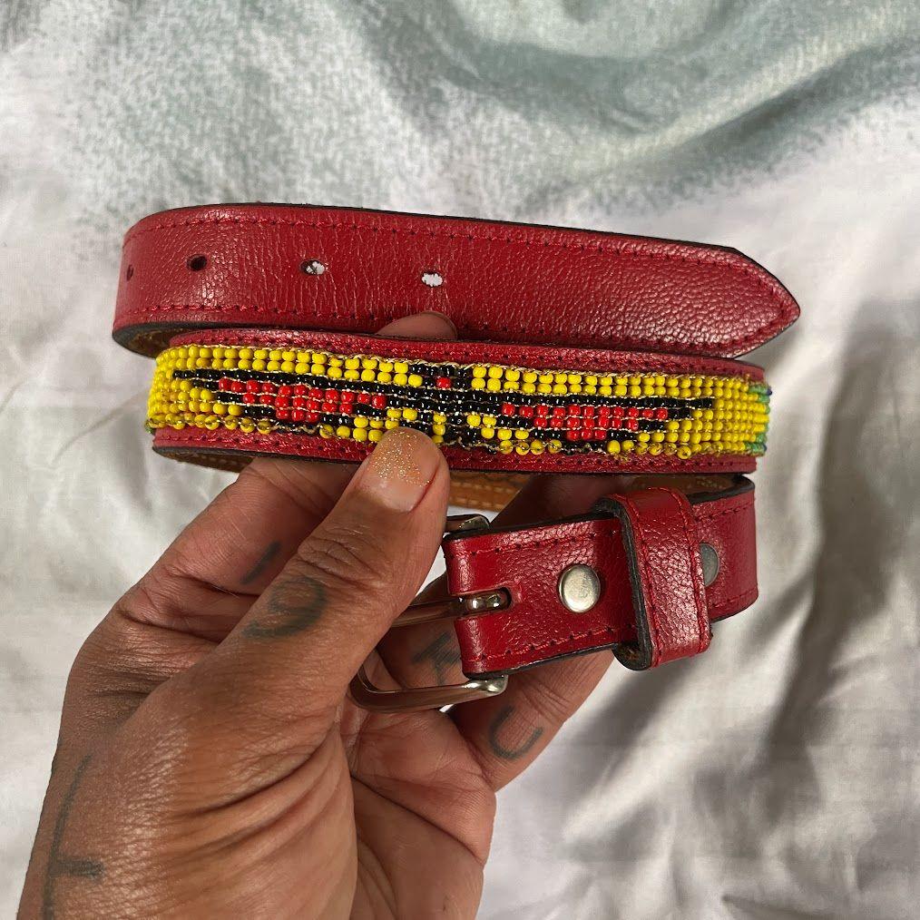 Vintage Bead Thunderbird Leather Belt - Etsy display picture 3
