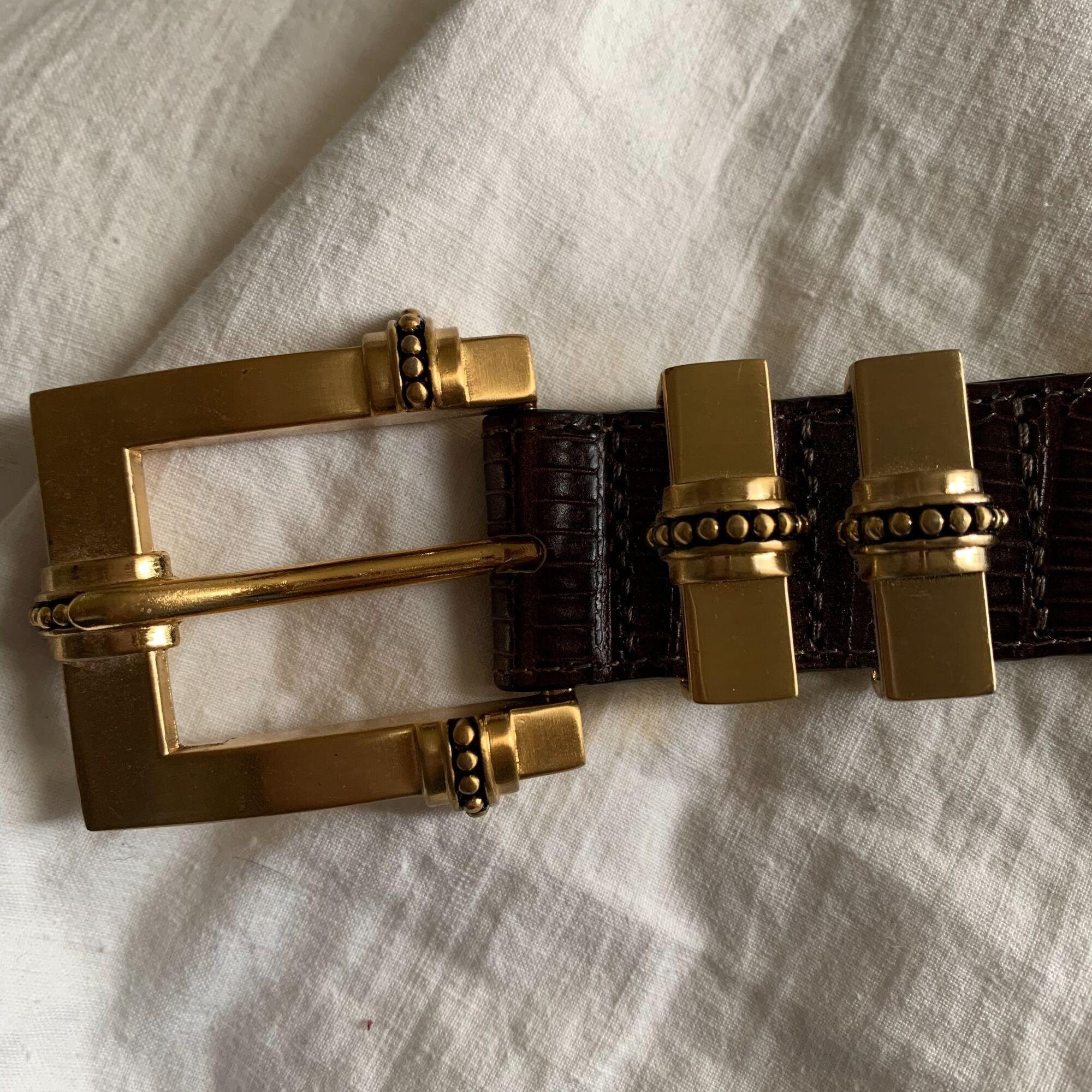 Download Vintage 90s BRIGHTON Mock Lizard GOLDTONE BUCKLE Belt S Nwot | Etsy