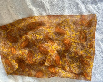 SCIARPA circolare vintage anni '60 BAAR e BARBA Paisley in chiffon di seta trasparente