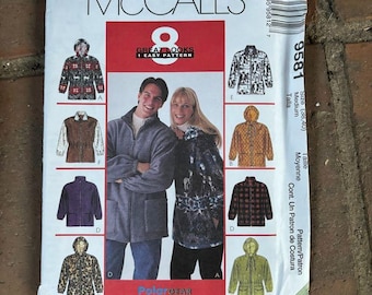 Vintage 90s McCall's 9581 Unisex Jacket Sewing Pattern - Medium
