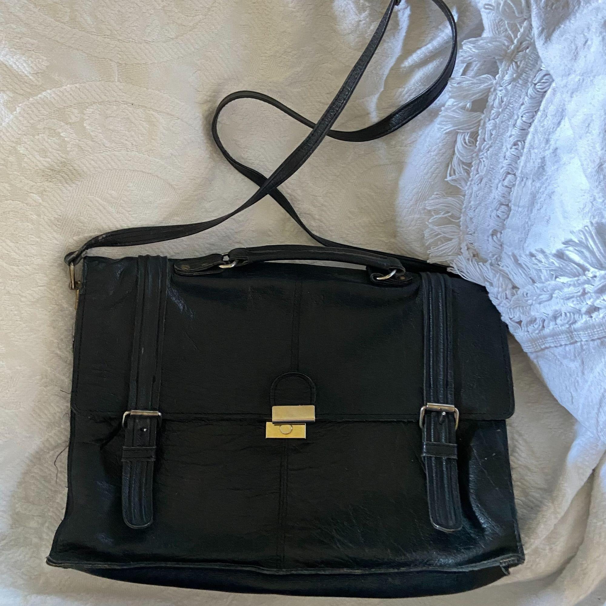 Vintage LEATHER SCHOOL BAG Bookbag Etsy