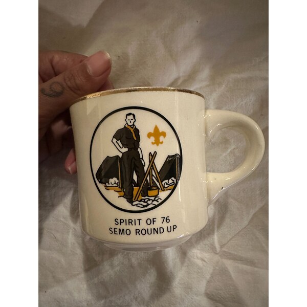 Vintage 70s BOY SCOUTS bsa Spirit of 76 SEMO Round-Up Mug Southeast Missouri