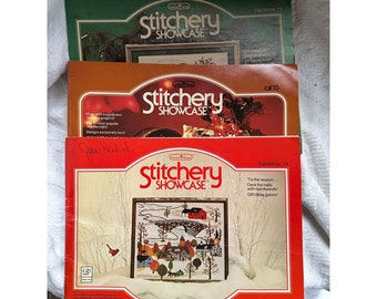 Vintage 70s STITCHERY SHOWCASE Needlecraft CATALOGS Lot of 3