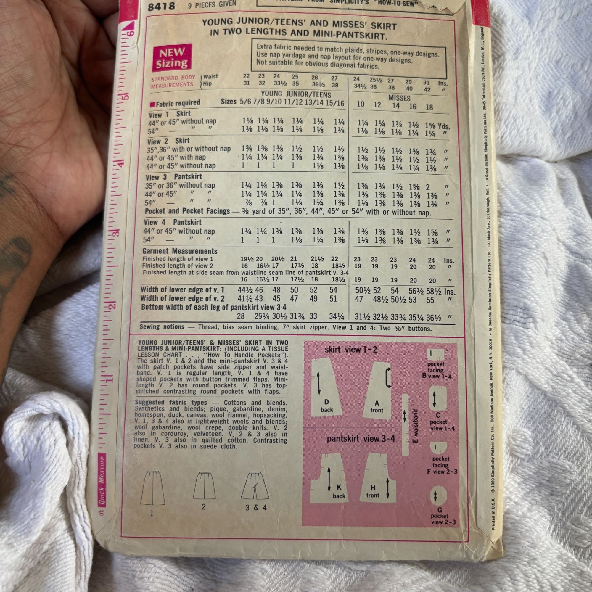 Vintage 60s SIMPLICITY 8418 How to Sew Mini PANTSKIRT SHORTS Pattern 13 ...