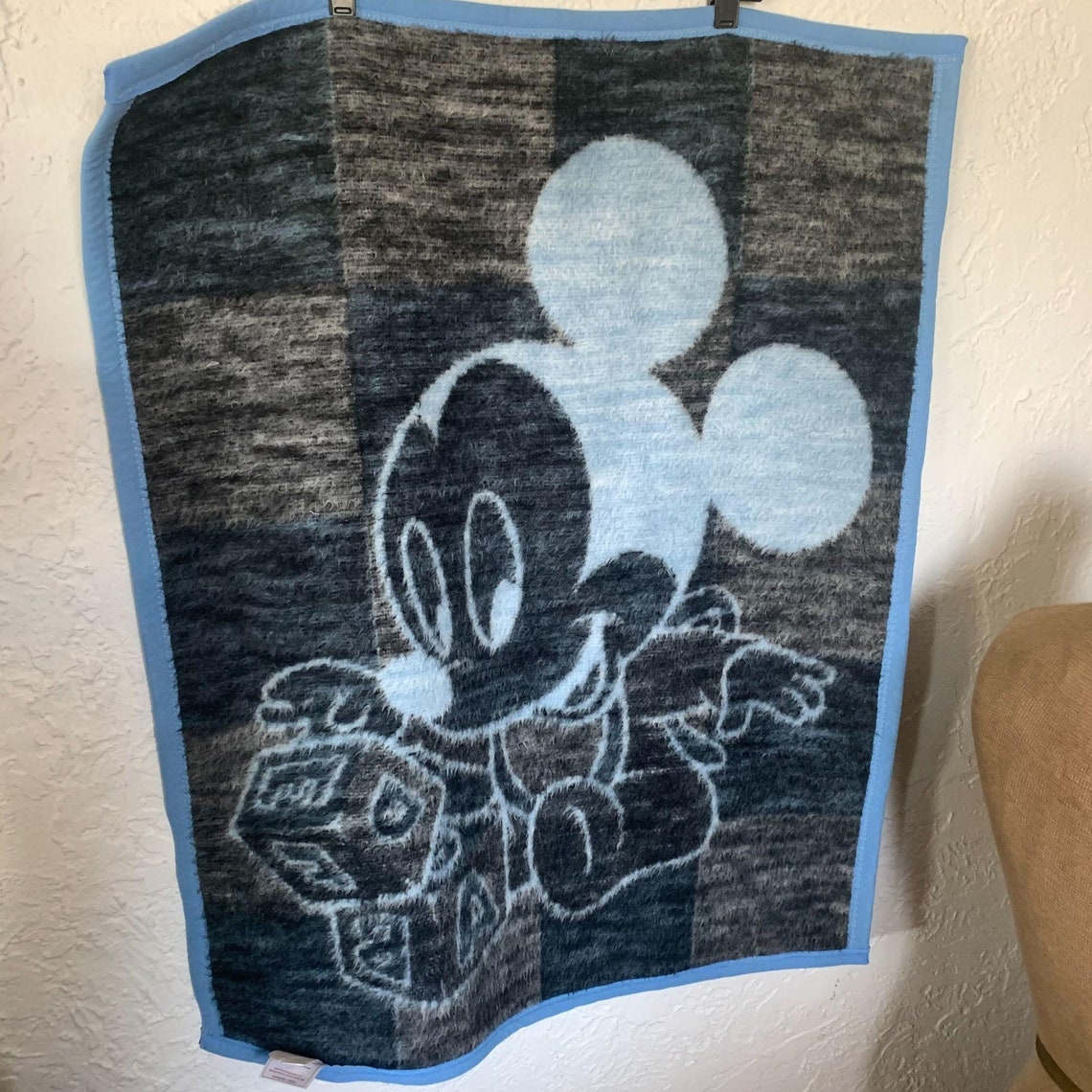 Vintage BIEDERLACK Disney MICKEY MOUSE Baby Blanket 29 x 37 Etsy