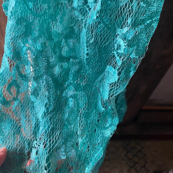 Vintage 80s  A LA CARTE Draped Seafoam Lace Dress… - image 10