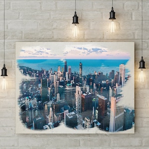 Chicago aquarel schilderij - afdrukbare Wall Art - Decor van het huis - Instant Download