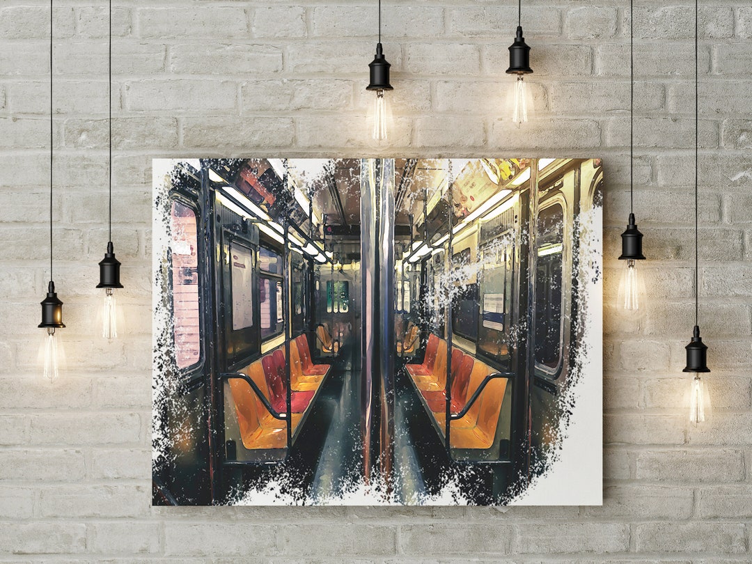NYC Subway Watercolor Painting - Canvas Wall Art - Instant Download ...