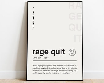 Rage-Quit Definition Wall Art - Black Skateboard Wall Art – Skateboard Artsy