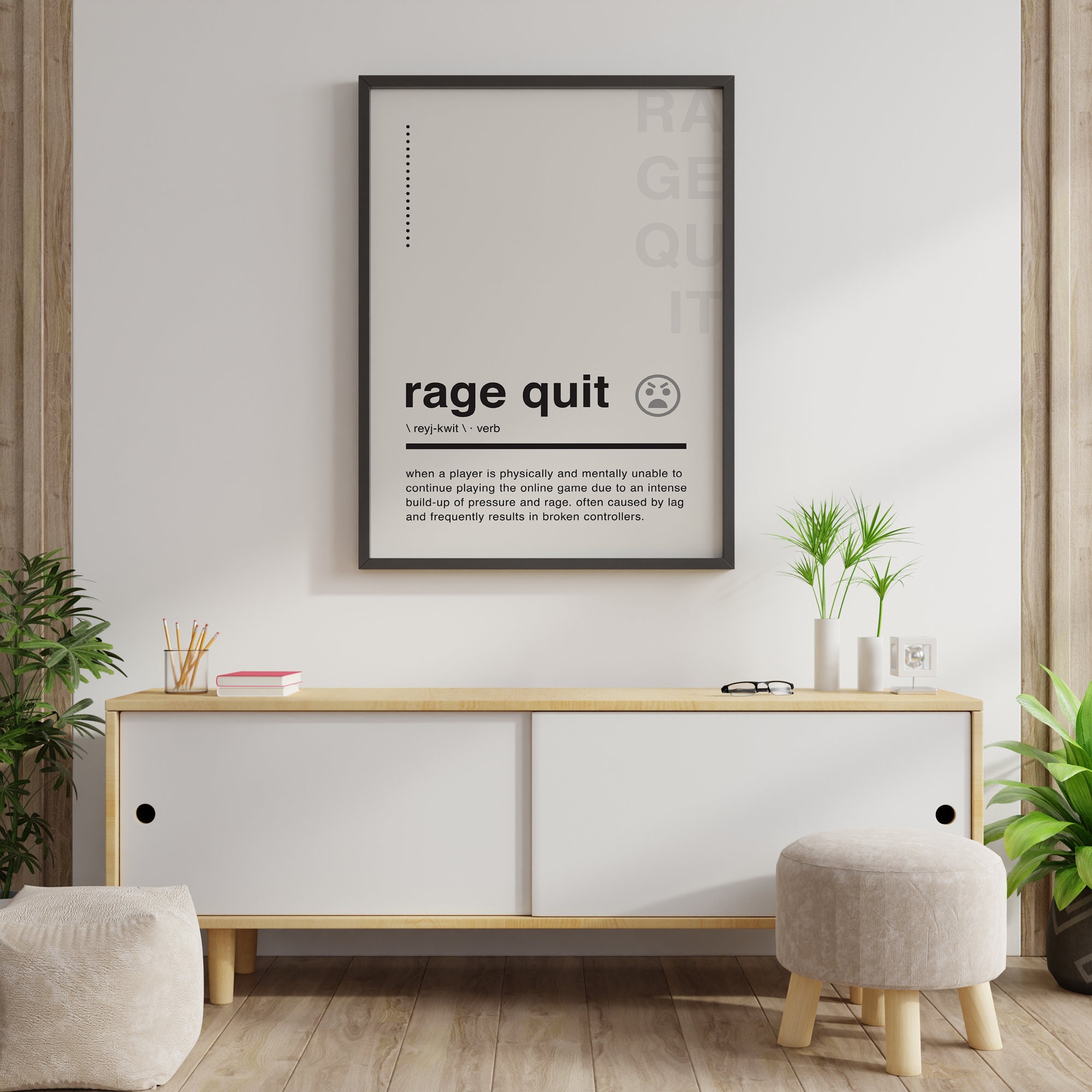 Rage-quit Definition Print Wall Art/printable Art/gamer 