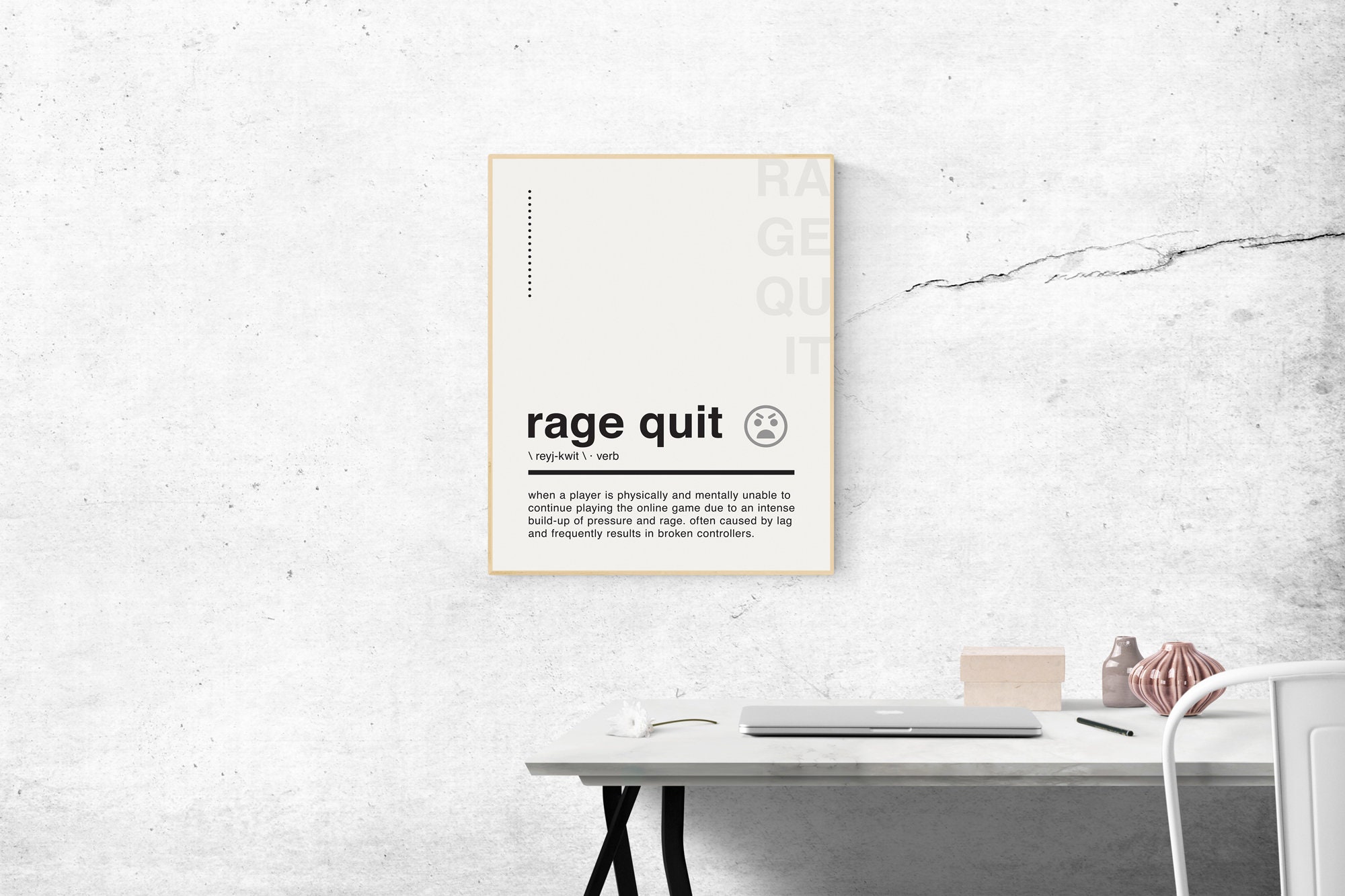 Rage-Quit Definition Wall Art - Black Skateboard Wall Art – Skateboard Artsy