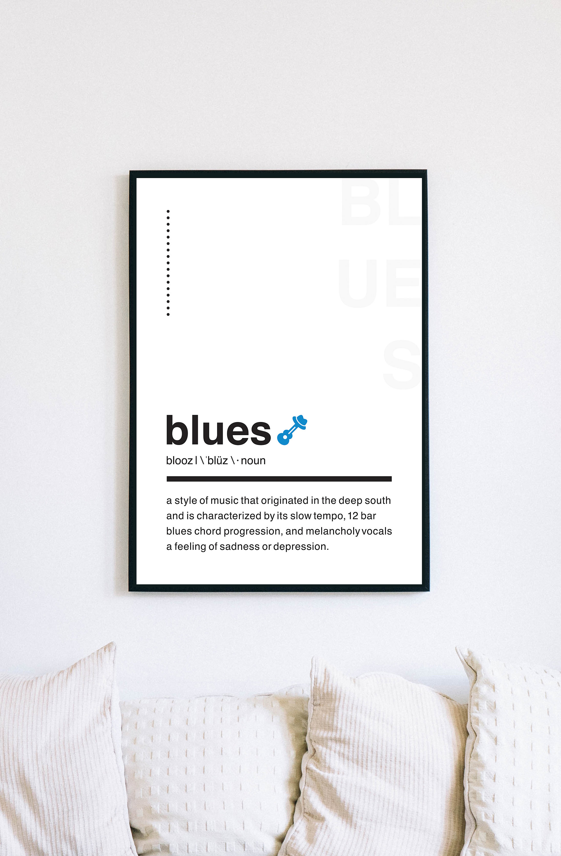 Blues Music Definition Wall Art/printable Wall Art/blues Poster/guitar